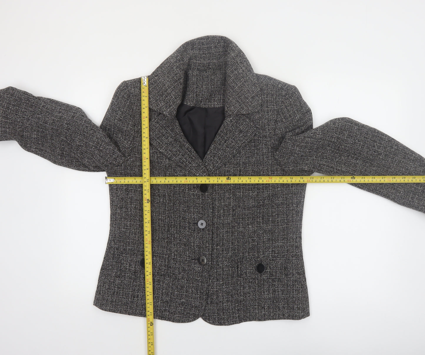 Style by EWM Women's Grey Tweed Blazer Size 12 Classic Work Jacket