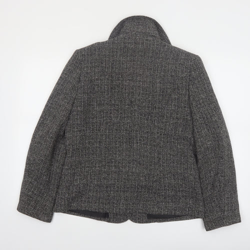 Style by EWM Women's Grey Tweed Blazer Size 12 Classic Work Jacket