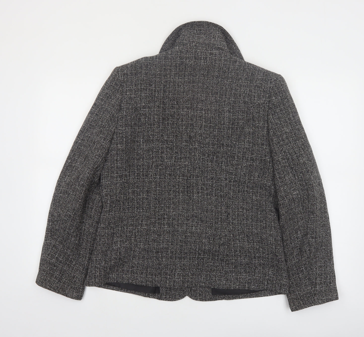 Style by EWM Women's Grey Tweed Blazer Size 12 Classic Work Jacket