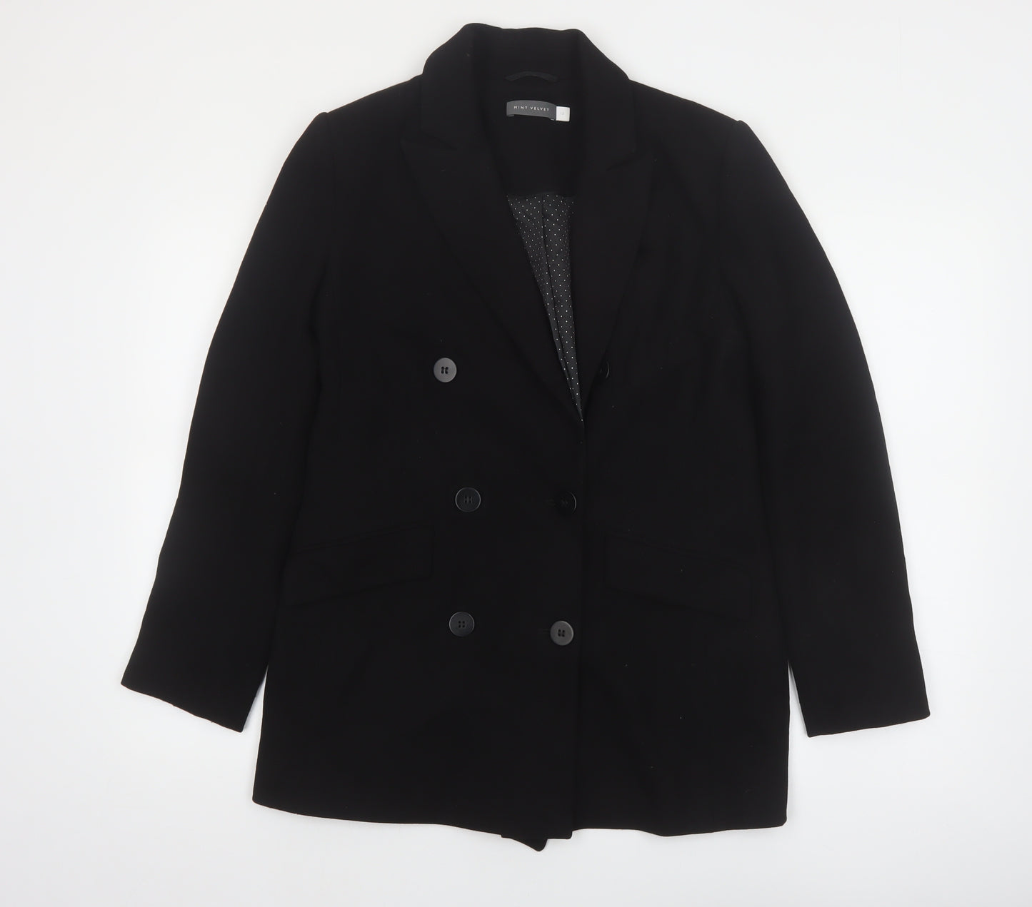 Mint Velvet Women's Black Double-Breasted Blazer Size 12