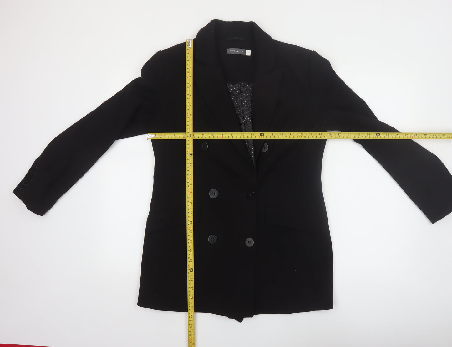 Mint Velvet Women's Black Double-Breasted Blazer Size 12