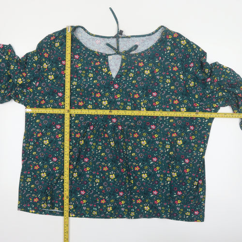 Bonmarché Women's Green Floral Long Sleeve Tunic Blouse Size 28
