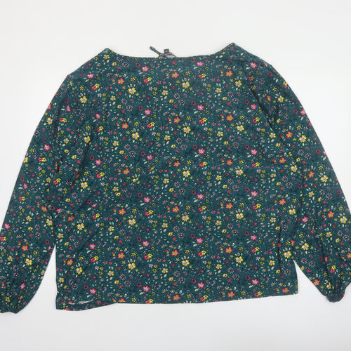 Bonmarché Women's Green Floral Long Sleeve Tunic Blouse Size 28
