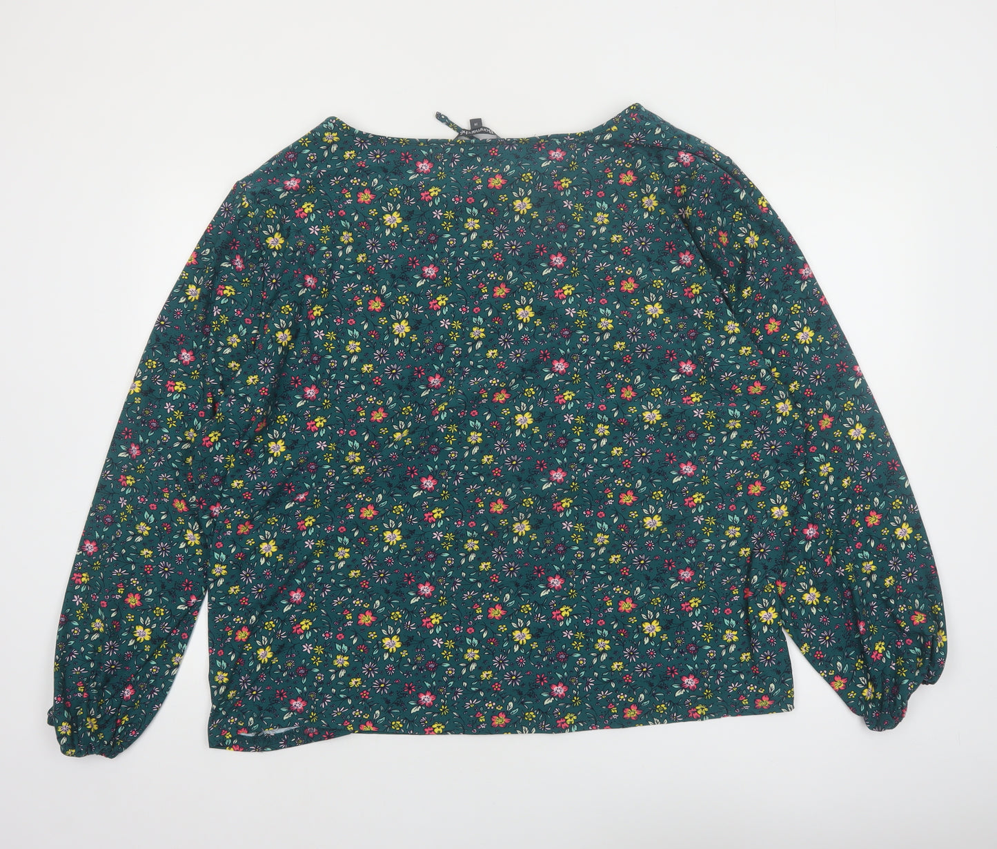 Bonmarché Women's Green Floral Long Sleeve Tunic Blouse Size 28