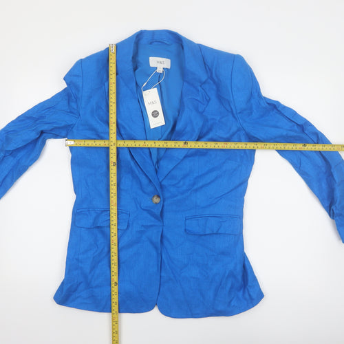 Marks and Spencer Women's Blue Linen Blend Blazer Size 12