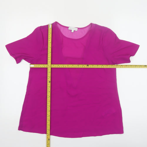 Warehouse Women Purple Chiffon V-Neck Short Sleeve Blouse Size 10