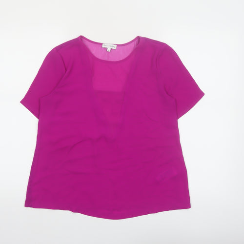 Warehouse Women Purple Chiffon V-Neck Short Sleeve Blouse Size 10