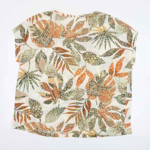 Damart Womens Multicoloured Floral Linen Blend Summer T-Shirt XL