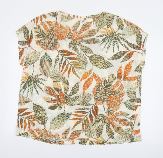 Damart Womens Multicoloured Floral Linen Blend Summer T-Shirt XL