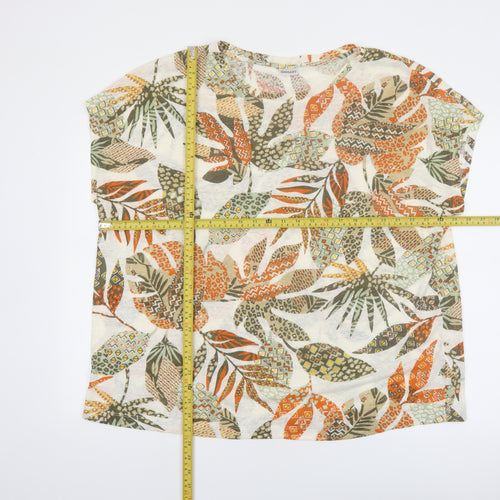 Damart Womens Multicoloured Floral Linen Blend Summer T-Shirt XL