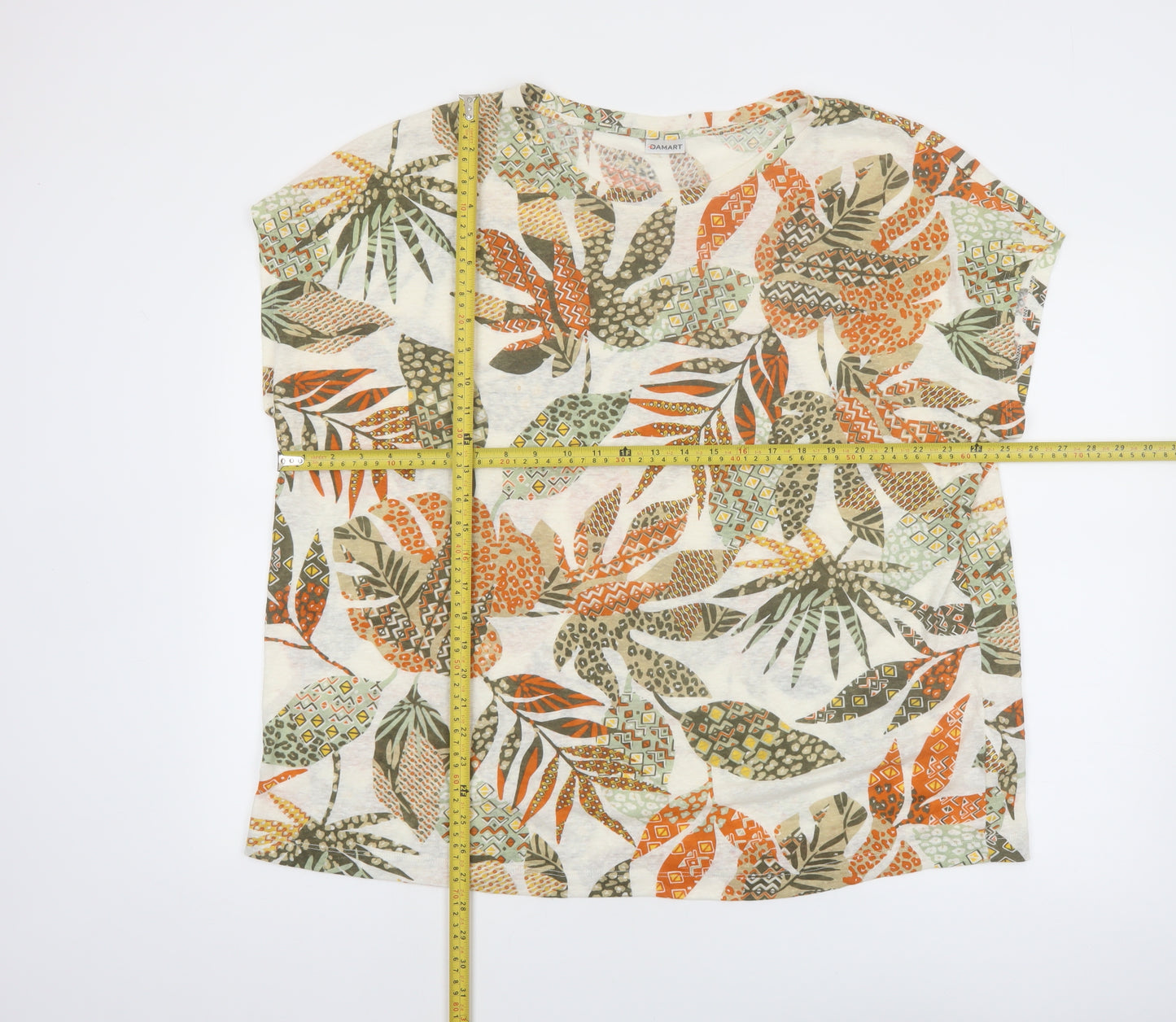 Damart Womens Multicoloured Floral Linen Blend Summer T-Shirt XL
