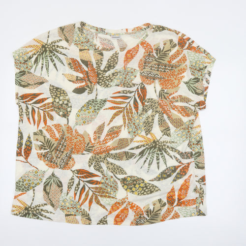 Damart Womens Multicoloured Floral Linen Blend Summer T-Shirt XL