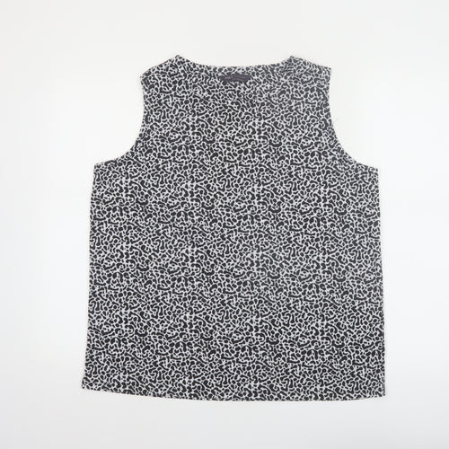Marks and Spencer Women's Black Animal Print Sleeveless Tank Top Size 14