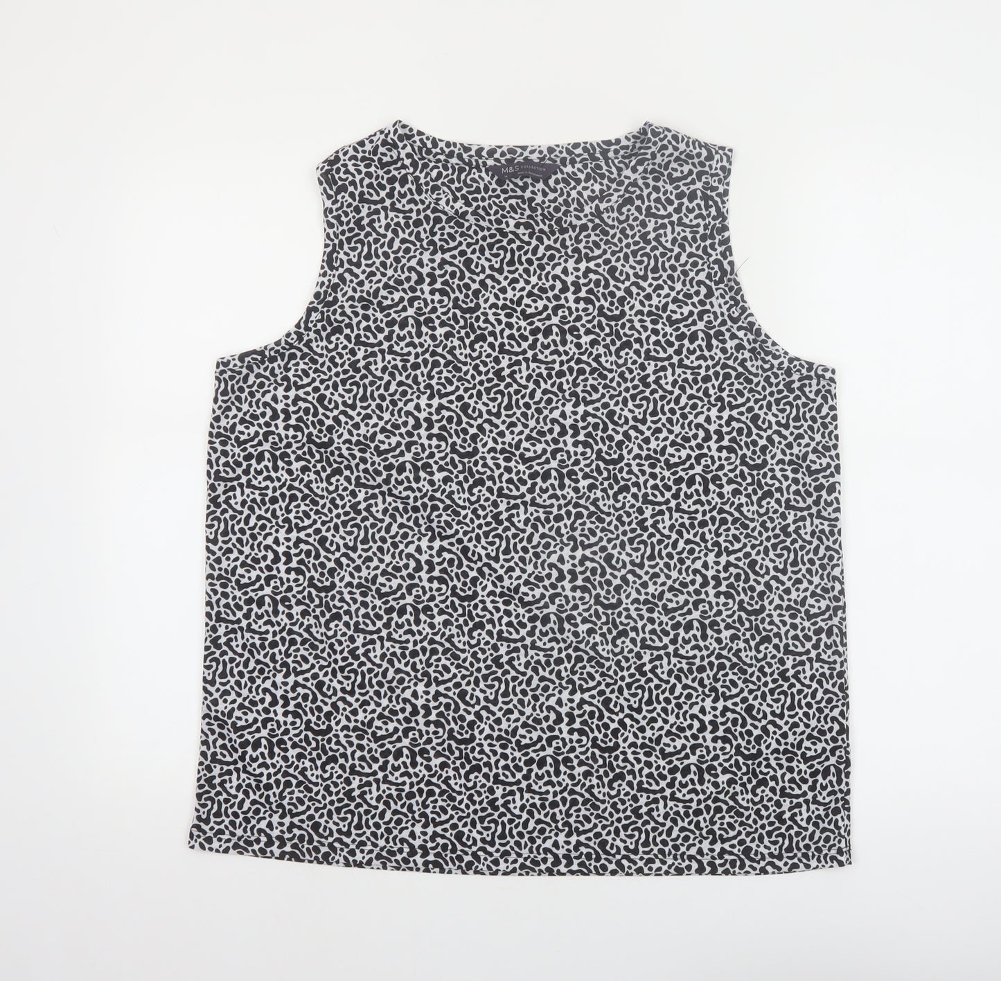 Marks and Spencer Women's Black Animal Print Sleeveless Tank Top Size 14