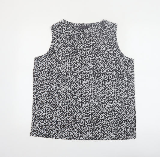 Marks and Spencer Women's Black Animal Print Sleeveless Tank Top Size 14
