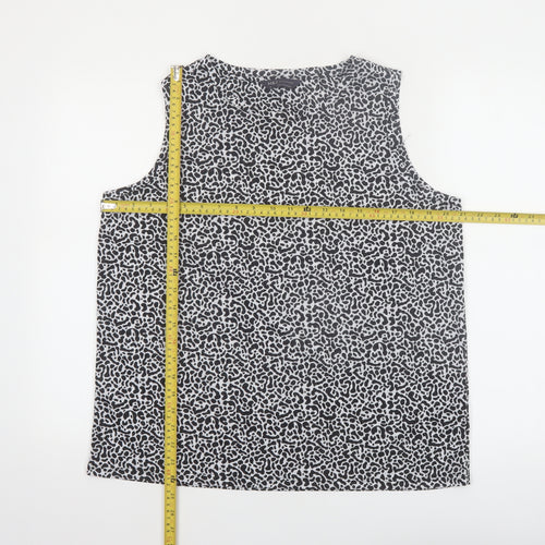 Marks and Spencer Women's Black Animal Print Sleeveless Tank Top Size 14