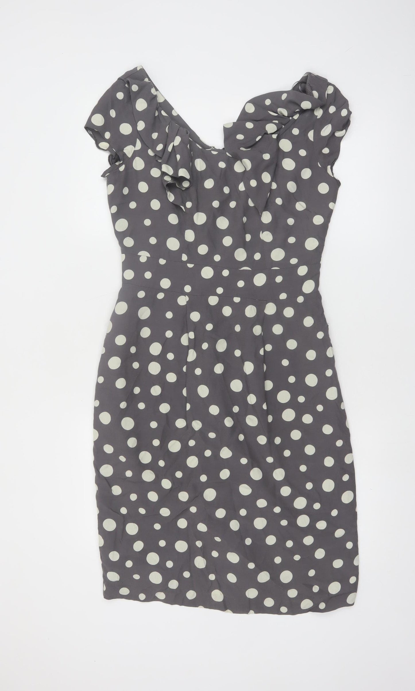 Rocha John Rocha Women’s Grey Polka Dot Sheath Dress Size 10