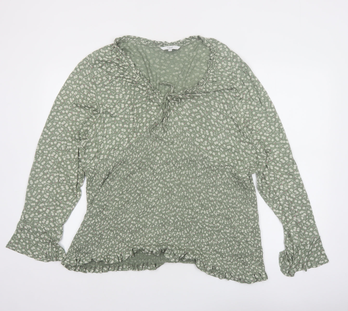 Next Womens Green Floral Viscose Tunic Blouse Size 24