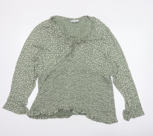 Next Womens Green Floral Viscose Tunic Blouse Size 24