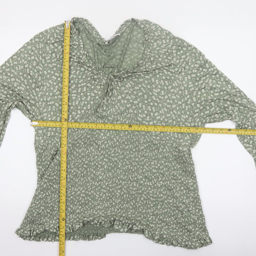 Next Womens Green Floral Viscose Tunic Blouse Size 24