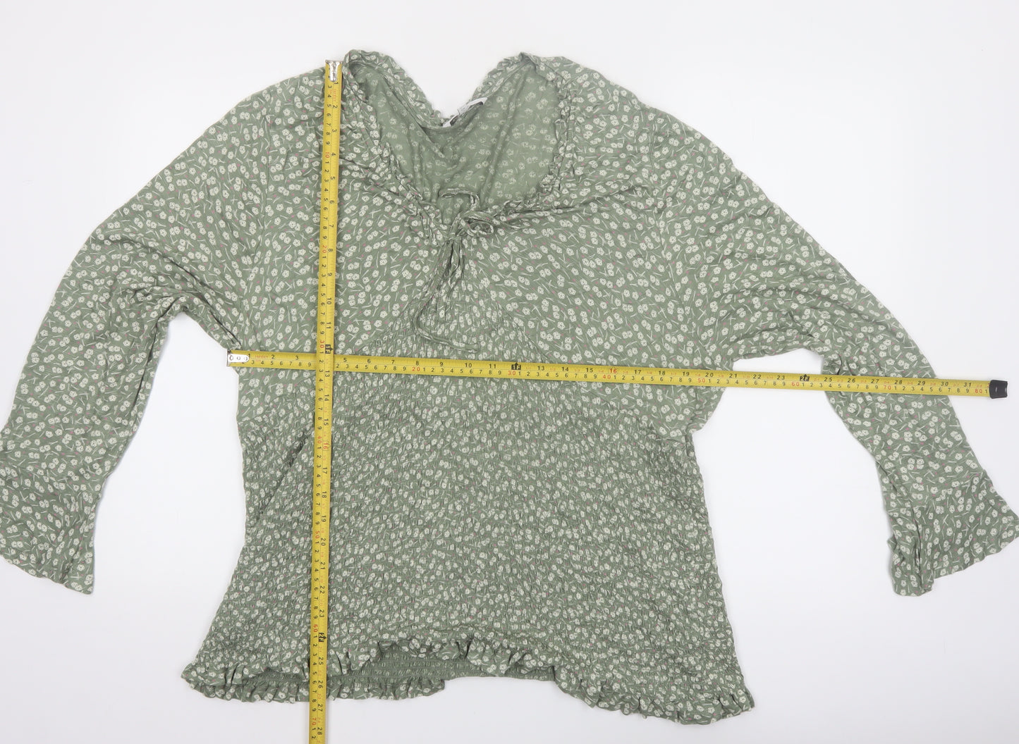 Next Womens Green Floral Viscose Tunic Blouse Size 24