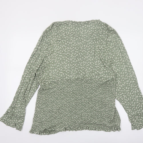 Next Womens Green Floral Viscose Tunic Blouse Size 24