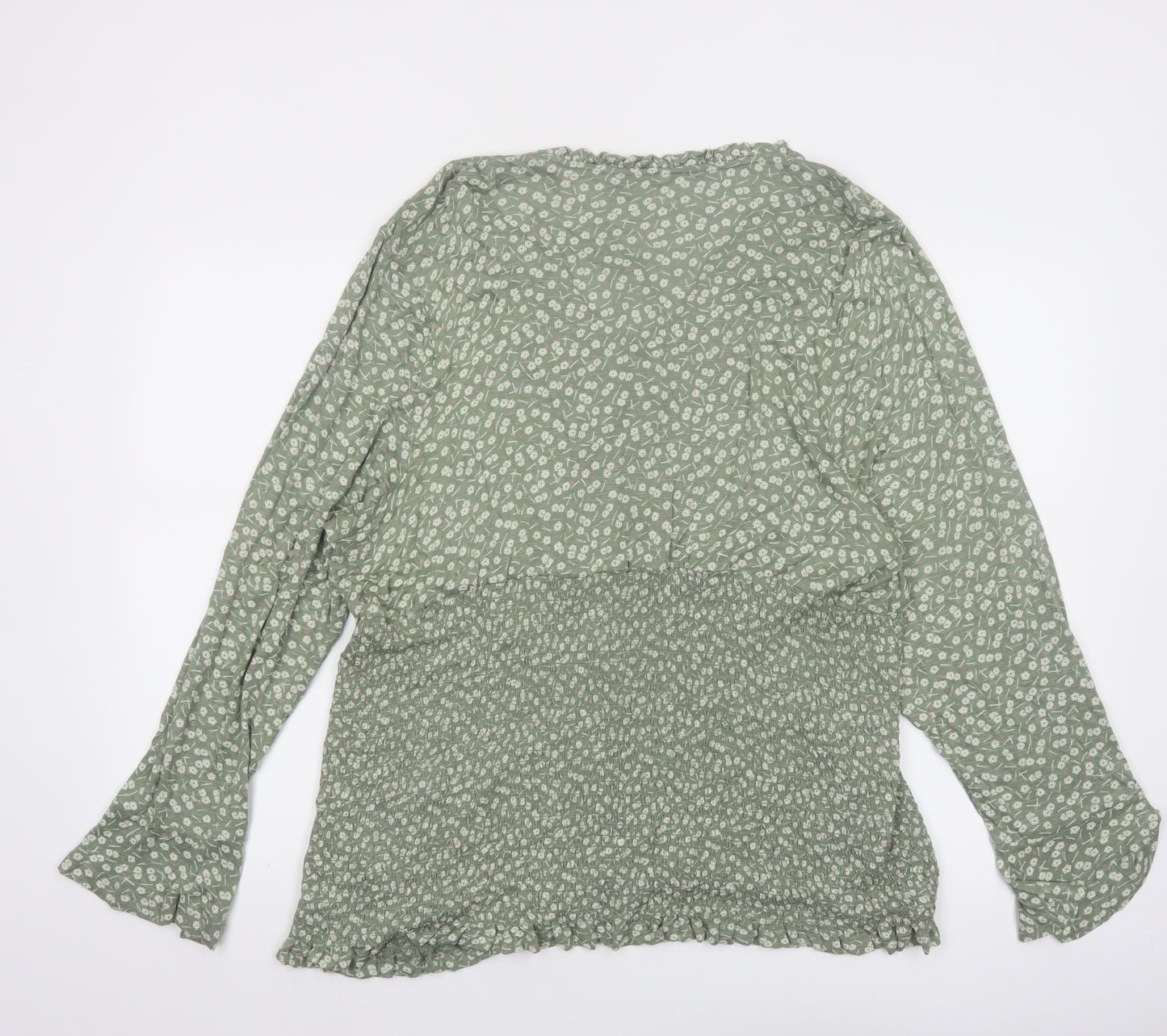 Next Womens Green Floral Viscose Tunic Blouse Size 24