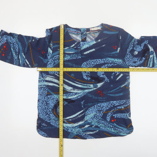 White Stuff Women’s Blue Art Print Tunic Blouse UK 8 3/4 Sleeve Rayon