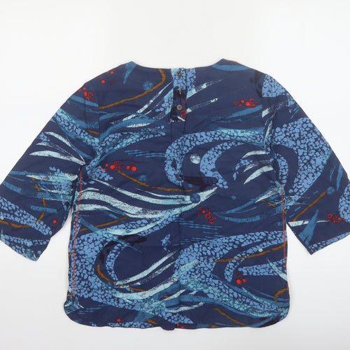 White Stuff Women’s Blue Art Print Tunic Blouse UK 8 3/4 Sleeve Rayon
