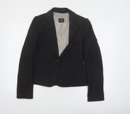 Oasis Women Black Pinstripe Suit Jacket Size 12 Classic Fit