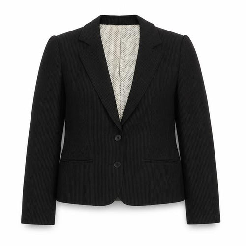 Oasis Women Black Pinstripe Suit Jacket Size 12 Classic Fit