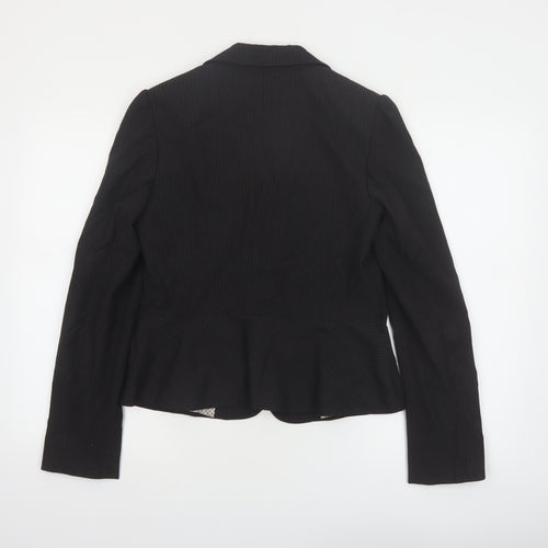 Oasis Women Black Pinstripe Suit Jacket Size 12 Classic Fit