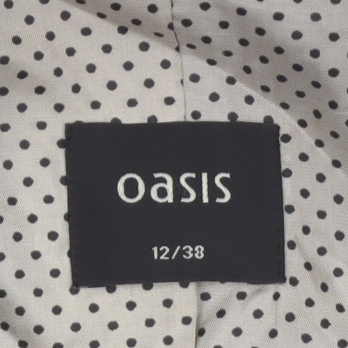 Oasis Women Black Pinstripe Suit Jacket Size 12 Classic Fit