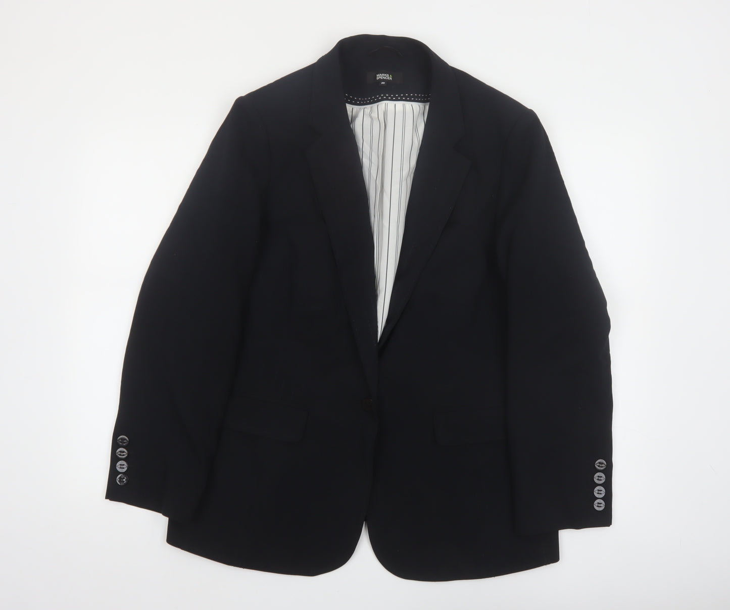 Marks & Spencer Women Black Size 20 Regular Fit Blazer Jacket