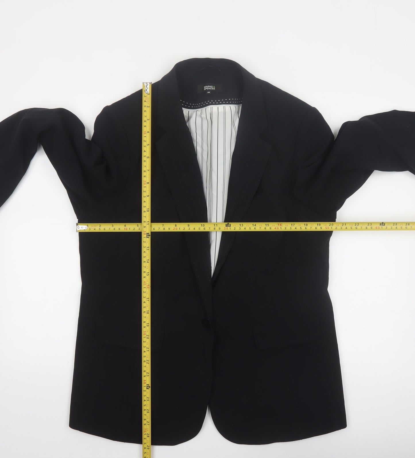 Marks & Spencer Women Black Size 20 Regular Fit Blazer Jacket