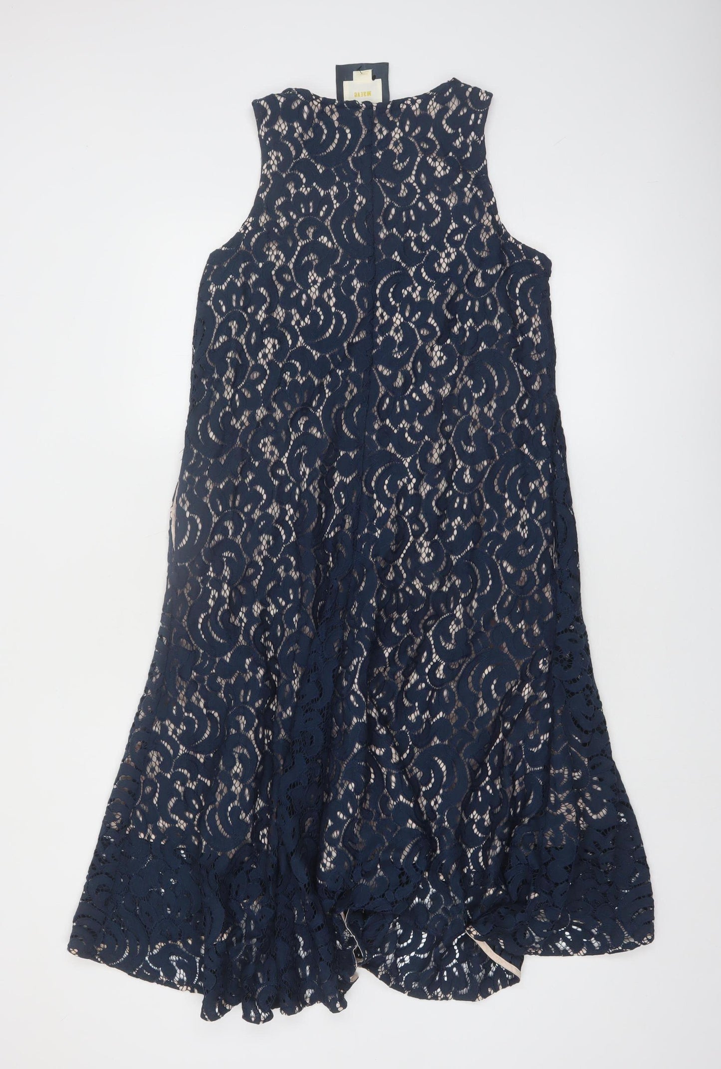 Maeve Womens Blue Lace Sleeveless Shift Dress XS