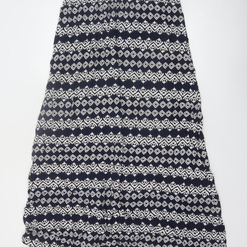Fat Face Womens Blue Geometric A-Line Viscose Skirt Size 12