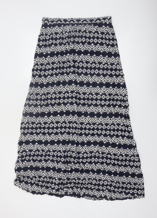 Fat Face Womens Blue Geometric A-Line Viscose Skirt Size 12