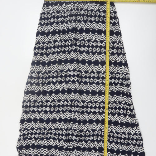 Fat Face Womens Blue Geometric A-Line Viscose Skirt Size 12