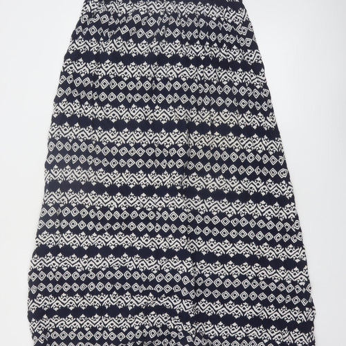Fat Face Womens Blue Geometric A-Line Viscose Skirt Size 12