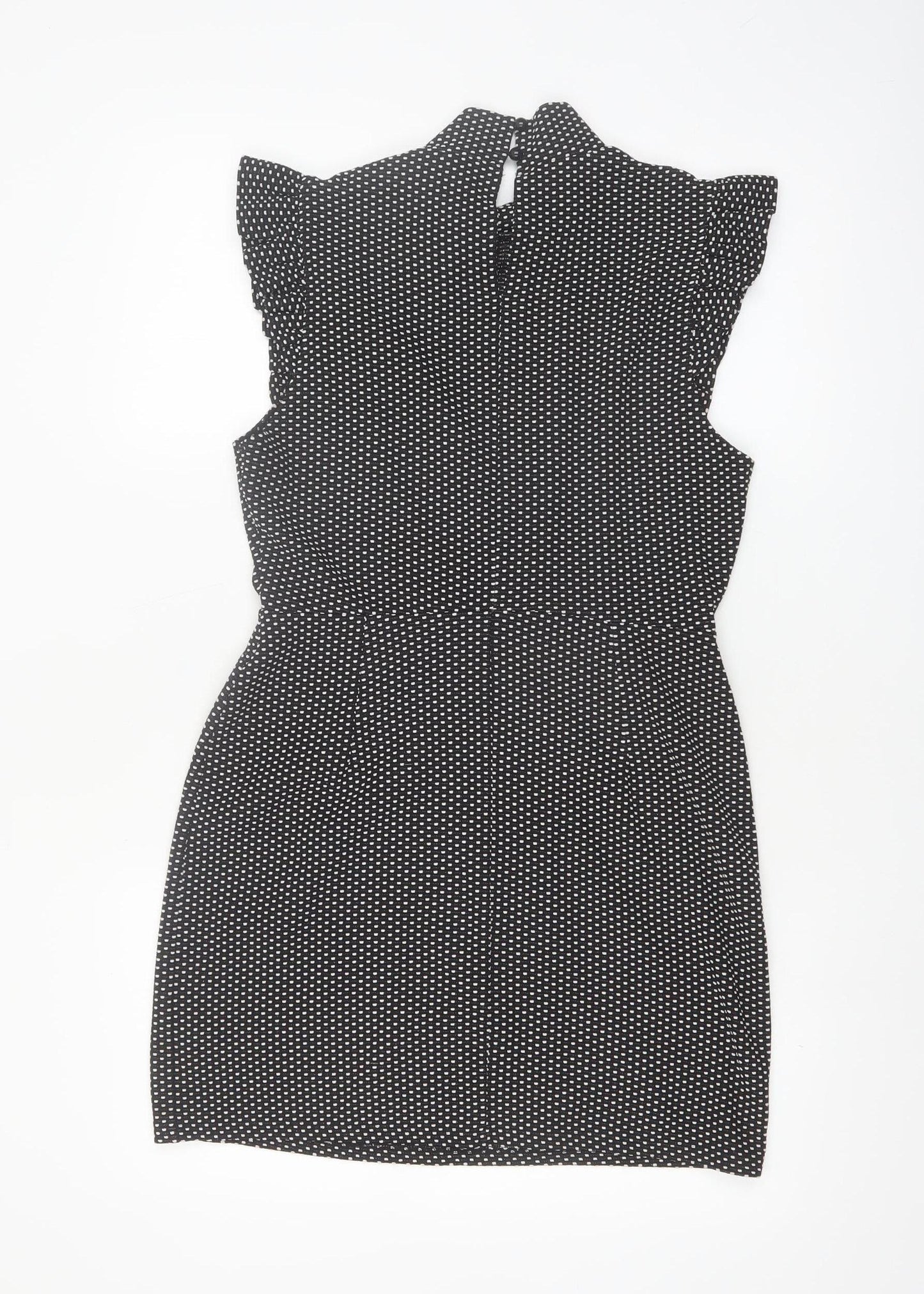 Miss Selfridge Petites Black Polka Dot Bodycon Dress UK 12