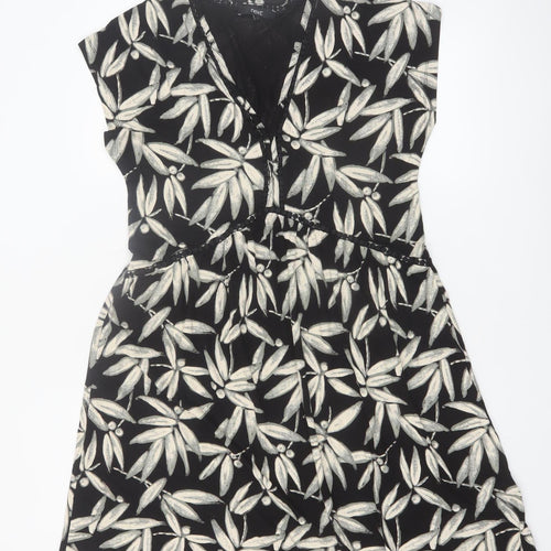 Next Women’s Black Floral Fit & Flare Viscose Dress Size 16