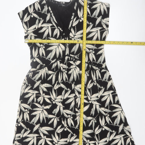 Next Women’s Black Floral Fit & Flare Viscose Dress Size 16