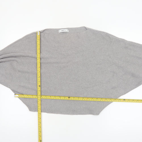 ZARA Women Grey Knit Boat Neck Relaxed Pullover Jumper L