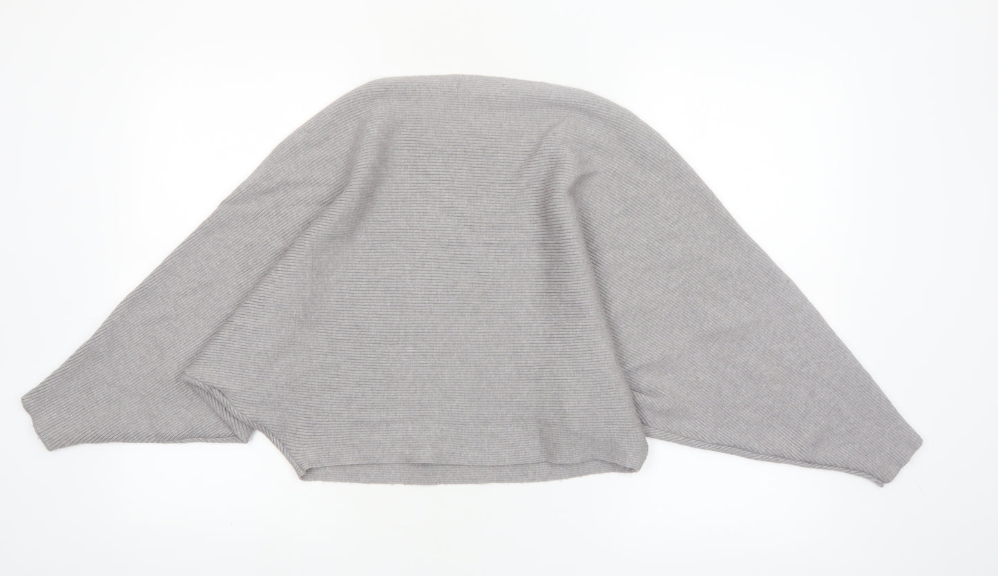 ZARA Women Grey Knit Boat Neck Relaxed Pullover Jumper L