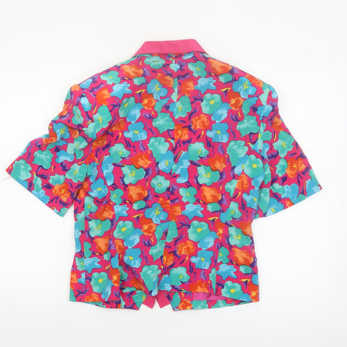 Whimsy Women Pink Floral Short Sleeve Double-Breasted Blazer UK 12