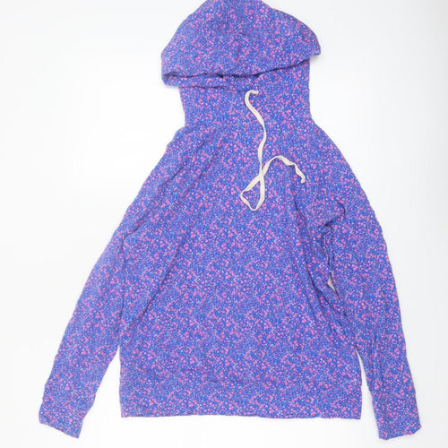 Stripe & Stare Womens Blue Floral Pullover Hoodie Medium Modal Blend