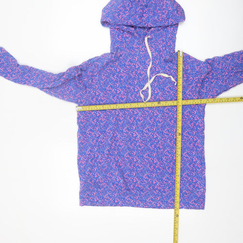 Stripe & Stare Womens Blue Floral Pullover Hoodie Medium Modal Blend