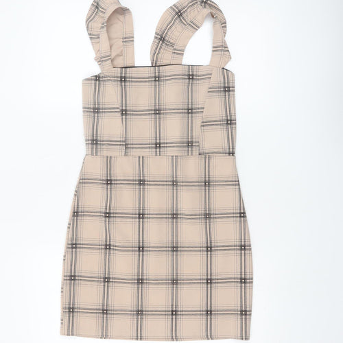 I Saw It First Women's Beige Check Pinafore Dress Size 10