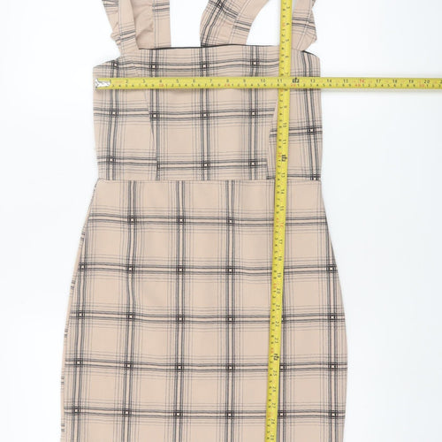 I Saw It First Women's Beige Check Pinafore Dress Size 10